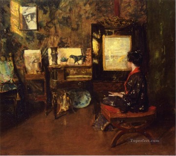  studio Painting - Alice in the Shinnecock Studio William Merritt Chase